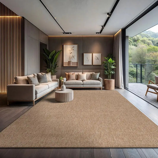 Easy Jute Rug 10x14, Indoor Outdoor Natural Color iber Area Rugs or Living Room Patio and Kitchen Rug, Solid Boho Woven Design,