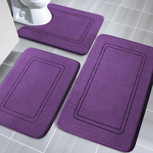 Memory Foam Bath Mat Set Three Piece Non Slip Rugs