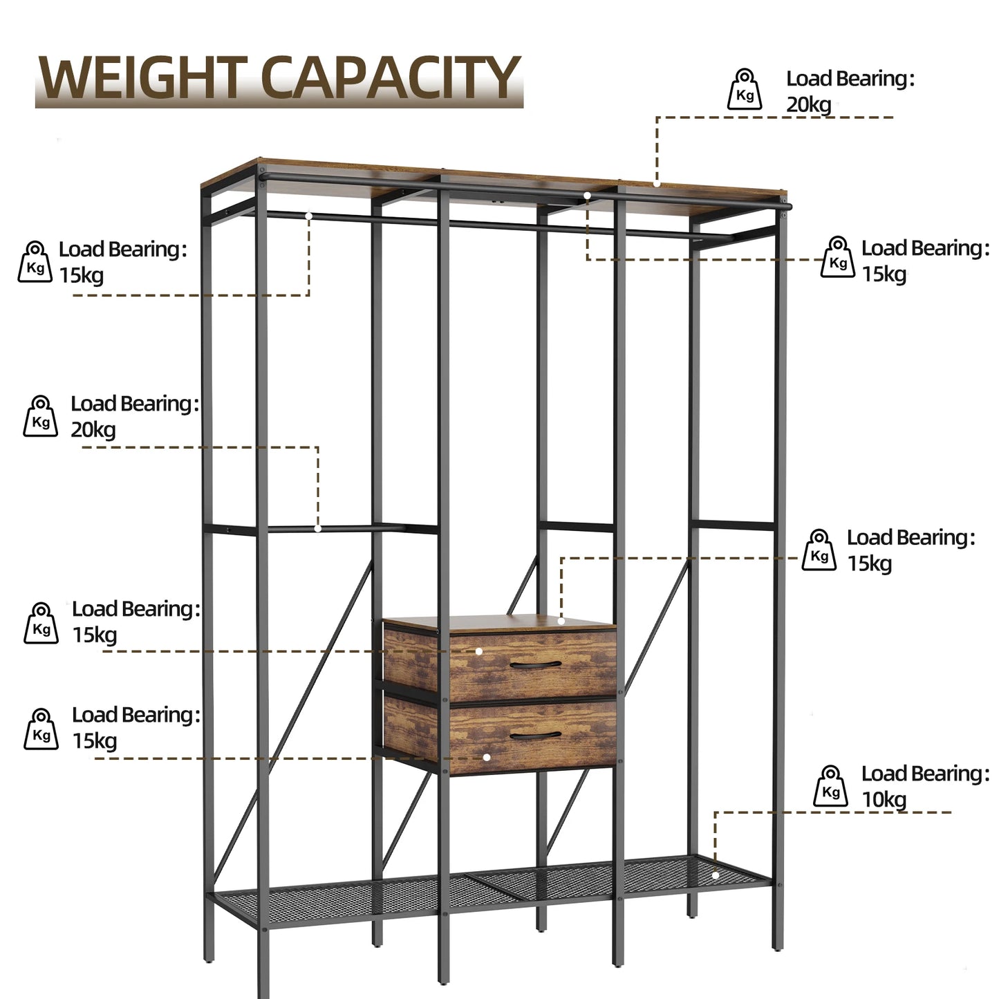 Heavy Duty Clothes Rack Coat Stand with Dust-proof Cover for Home Organization And Storage