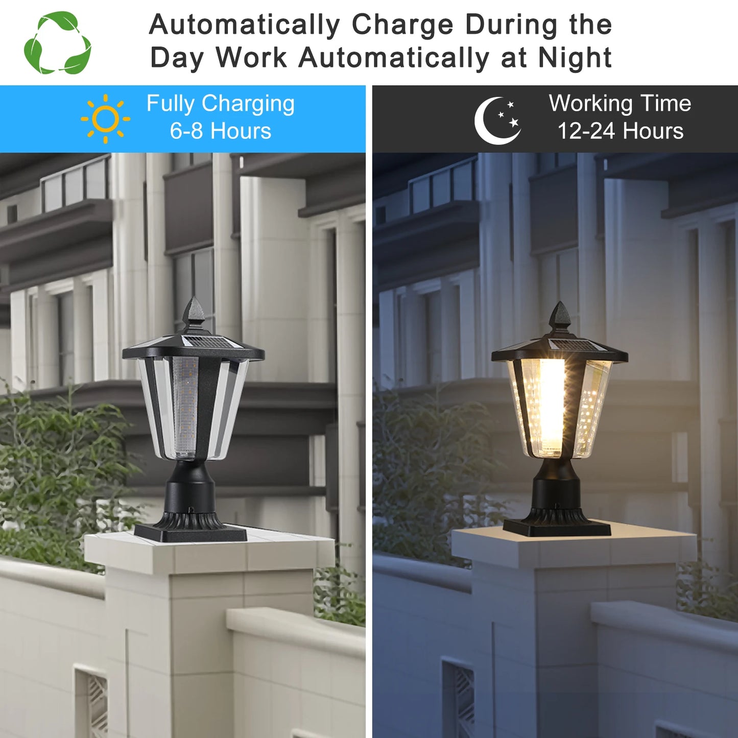 ARLGSITE LED Solar Post Lights Dusk To Dawn Sensor