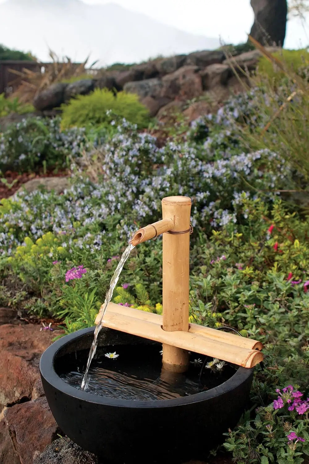 Bamboo Water Fountain Kit With Pump For Indoor And Outdoor