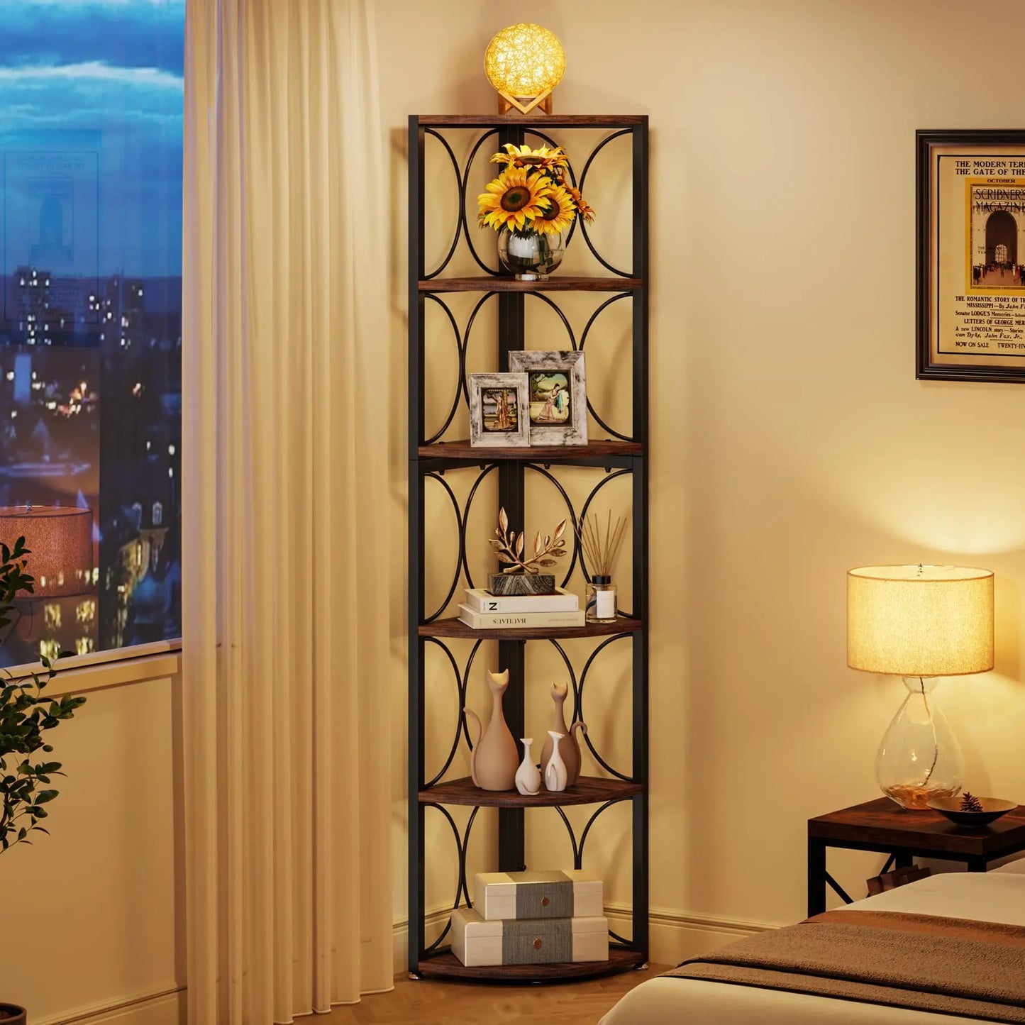 Tribesigns Six Tier Corner Shelf Bookcase Storage Unit