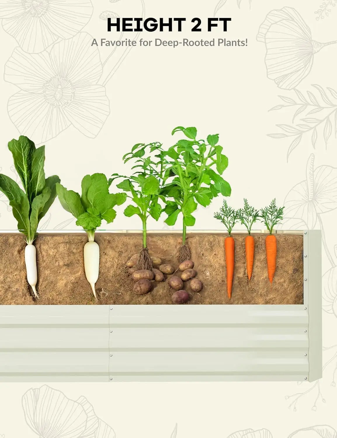 Studyset Outdoor Metal Raised Garden Bed For Vegetables And Herbs