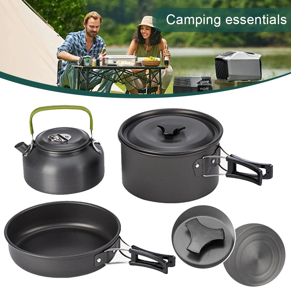 MOJOYCE 3-Piece Outdoor Camping Pot Set With Mesh Bag