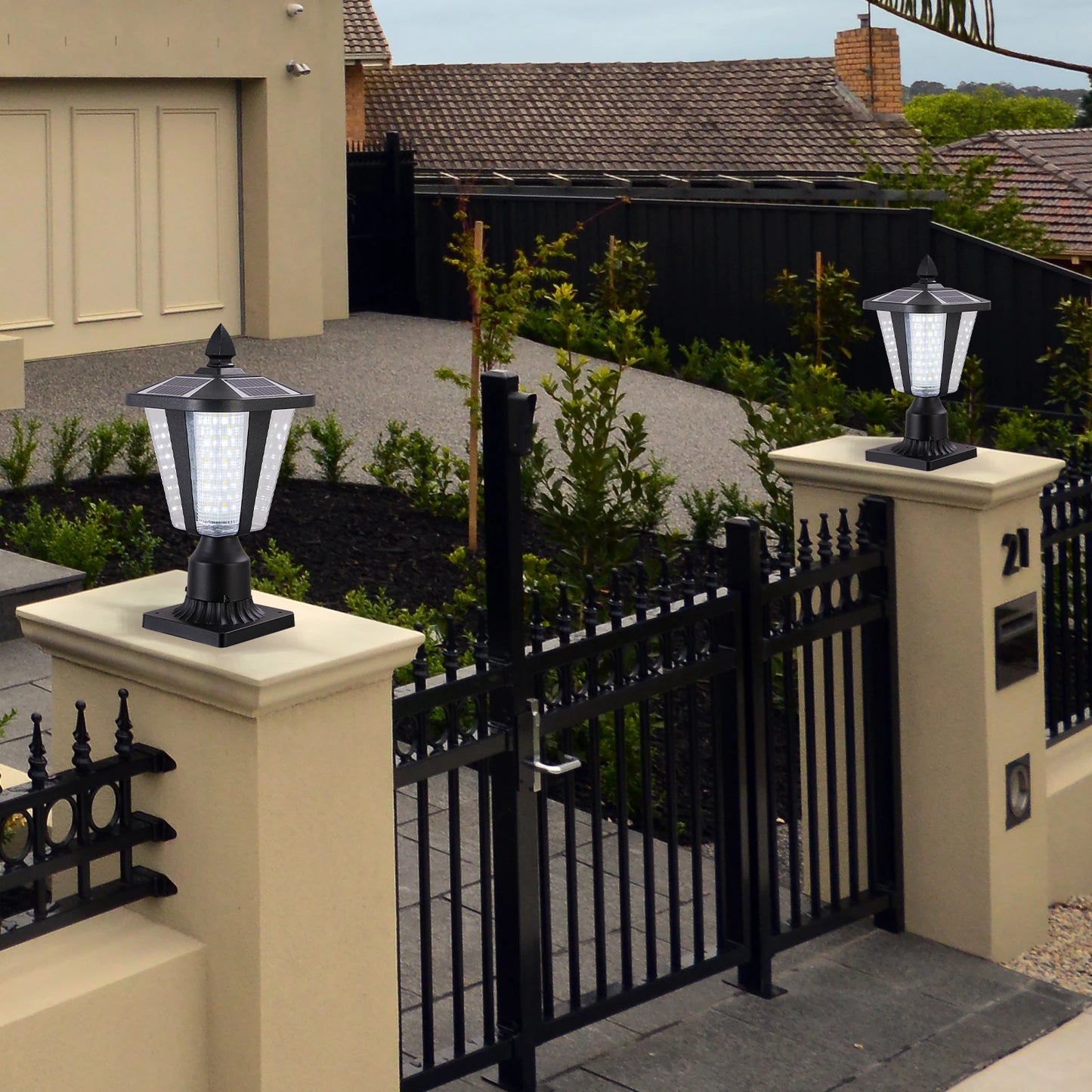 ARLGSITE LED Solar Post Lights Dusk To Dawn Sensor