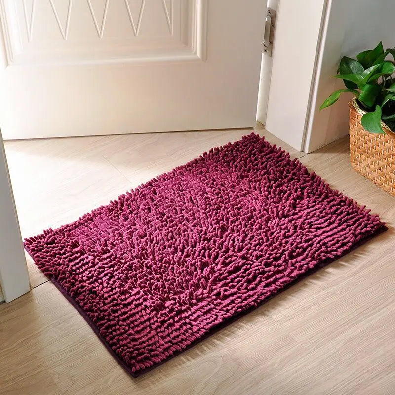 Chenille Bath Mat For Bathroom Absorbent Non Slip Rug