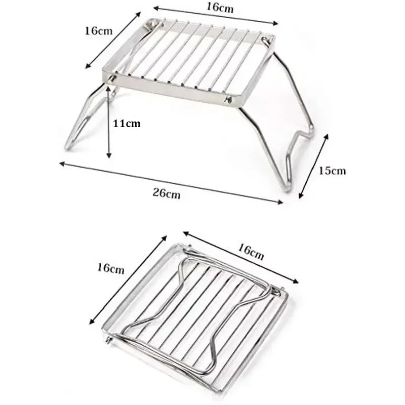 Outdoor Stainless Steel Stove Holder Camping Folding Rack