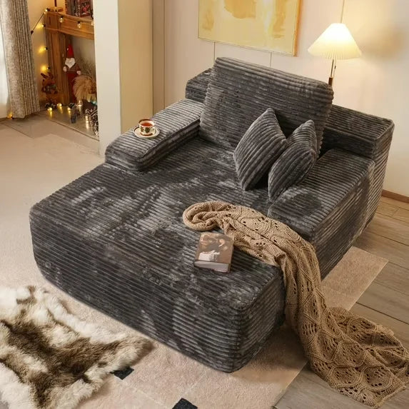UNM Boneless Chaise Lounge Chair Velvet Upholstered Cloud Sofa Reading