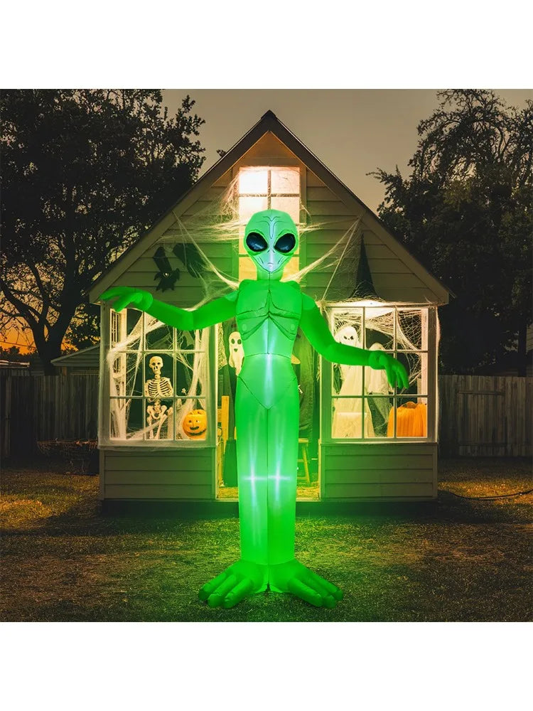 9 FT Tall Halloween Inflatable Decoration Outside Blow Up Alien Inflatable Outdoor Decor with Build-in LEDs for Halloween Yard Lawn Garden Decorations