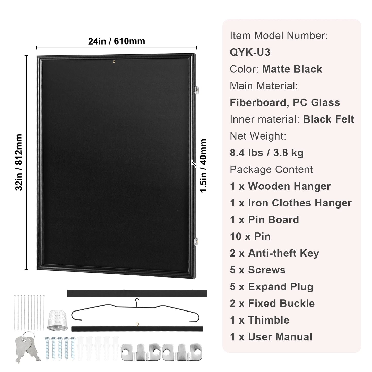 SucceBuy Lockable Sports Jersey Display Shadow Box With Uv Glass