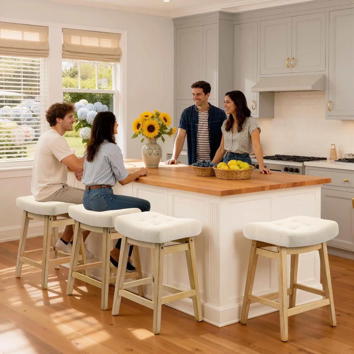Counter Height Bar Stools Set Of 3 Backless Farmhouse Kitchen