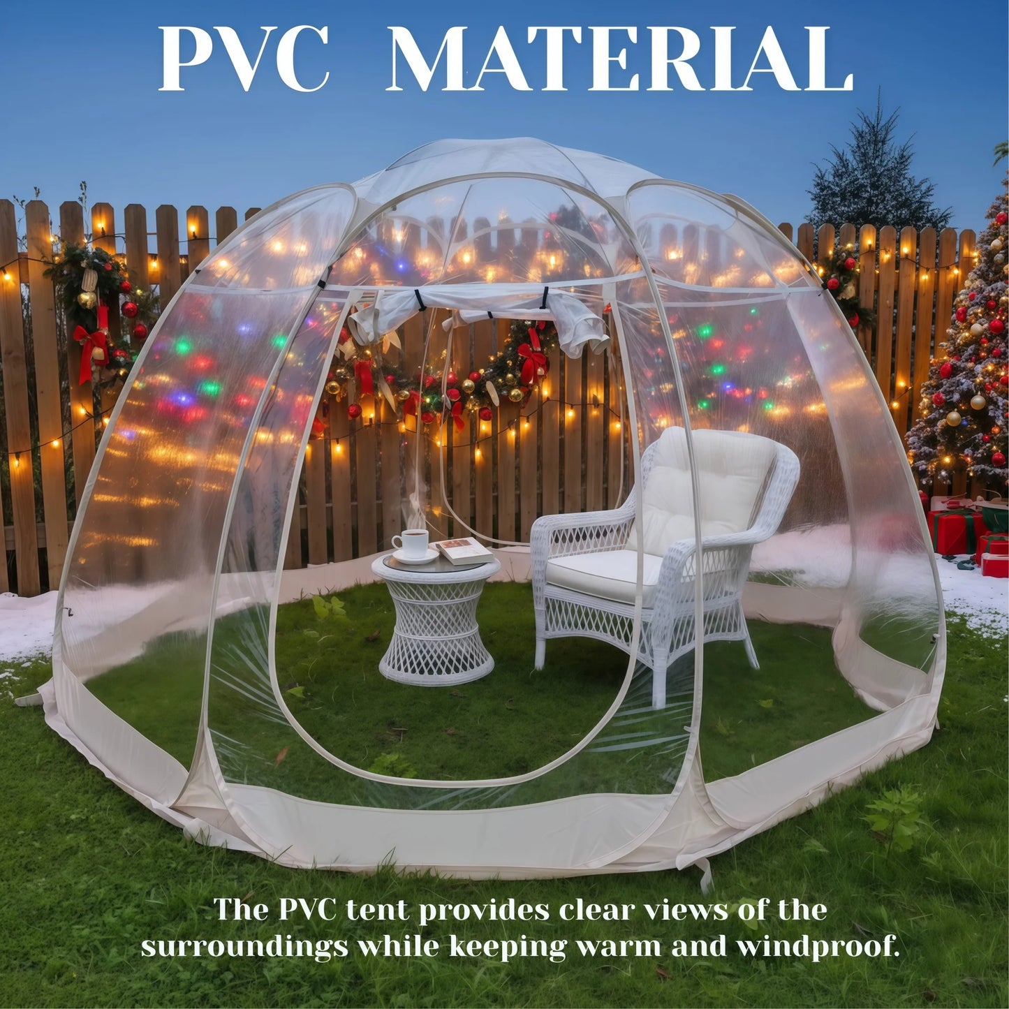 Large Instant Pop-Up Bubble Tent, Weatherproof Outdoor Igloo Screen House, Oversize Camping Pod, Patio Cold Protection