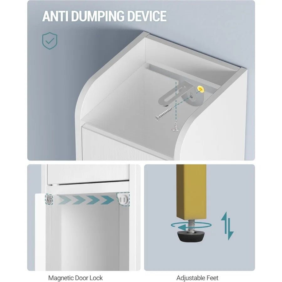 XIUWO Bathroom Storage Cabinet With Adjustable Shelves And Feet