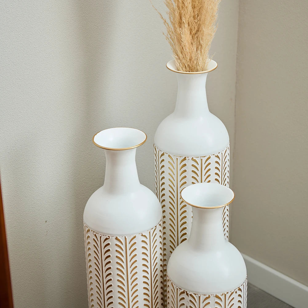 TWISTER.CK Floor Metal Vase Set, Modern Drop-Shaped Standing Vases