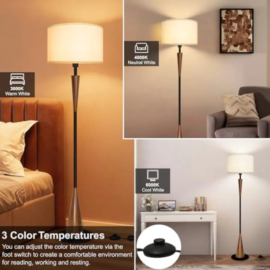 MDNG Wood Floor Lamp Reading Standing Lamp With 9W LED
