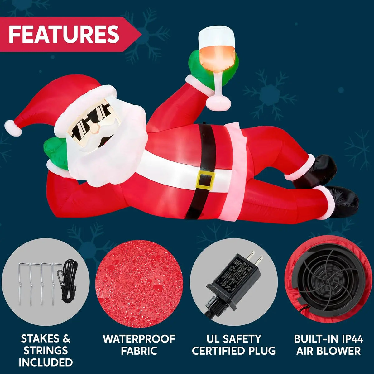 Joyfy Giant Inflatable Santa Christmas Decoration With LED Lights