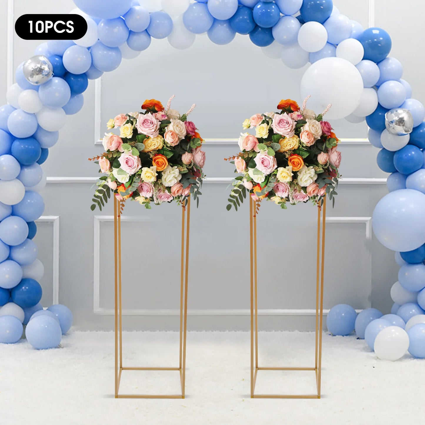 10Pcs Metal Flower Display Stand 80cm Tall Geometric Wedding Column Rack for Wedding Centerpieces Party Events Decor,Load 10kg