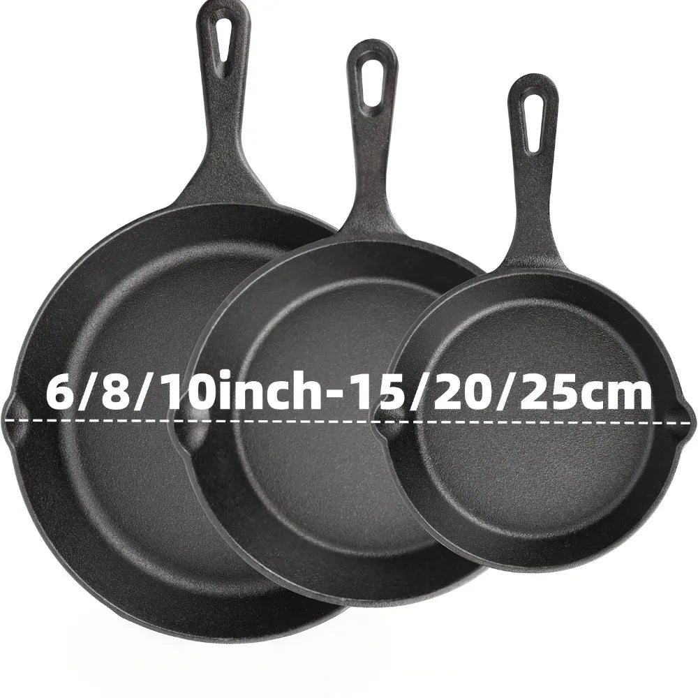AEDG 3 Piece Cast Iron Skillet Set Nonstick Durable Pans