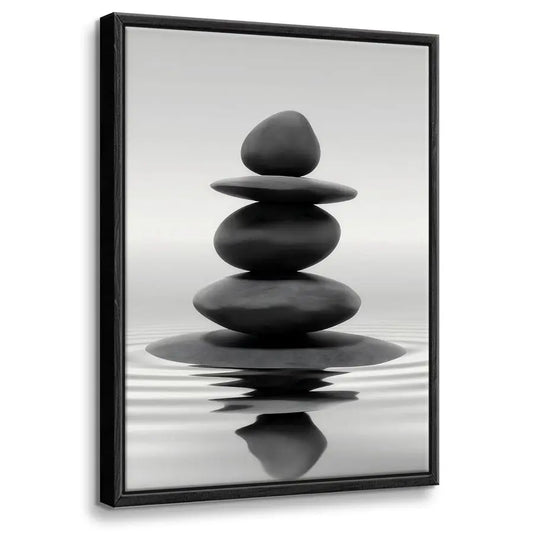 Framed Zen Stones Water Wall Art For Bathroom Spa Decor