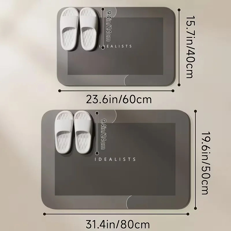 2-Piece Set - Super absorbent and non-slip diatomaceous earth bathroom mats, quick-drying and soft, suitable for use in bathrooms, bedrooms, kitchens, and laundry rooms.