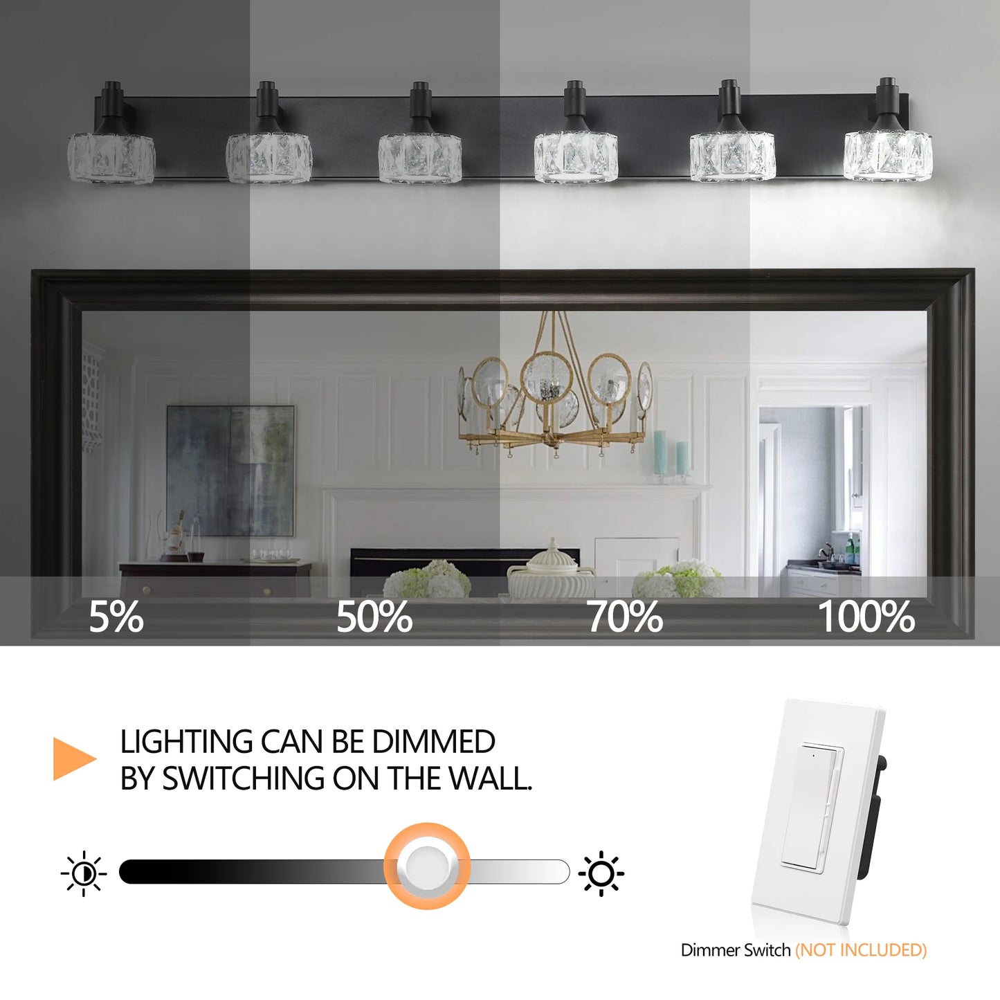 ARLGSITE Modern LED Vanity Light 6 Light Matte Black Fixture