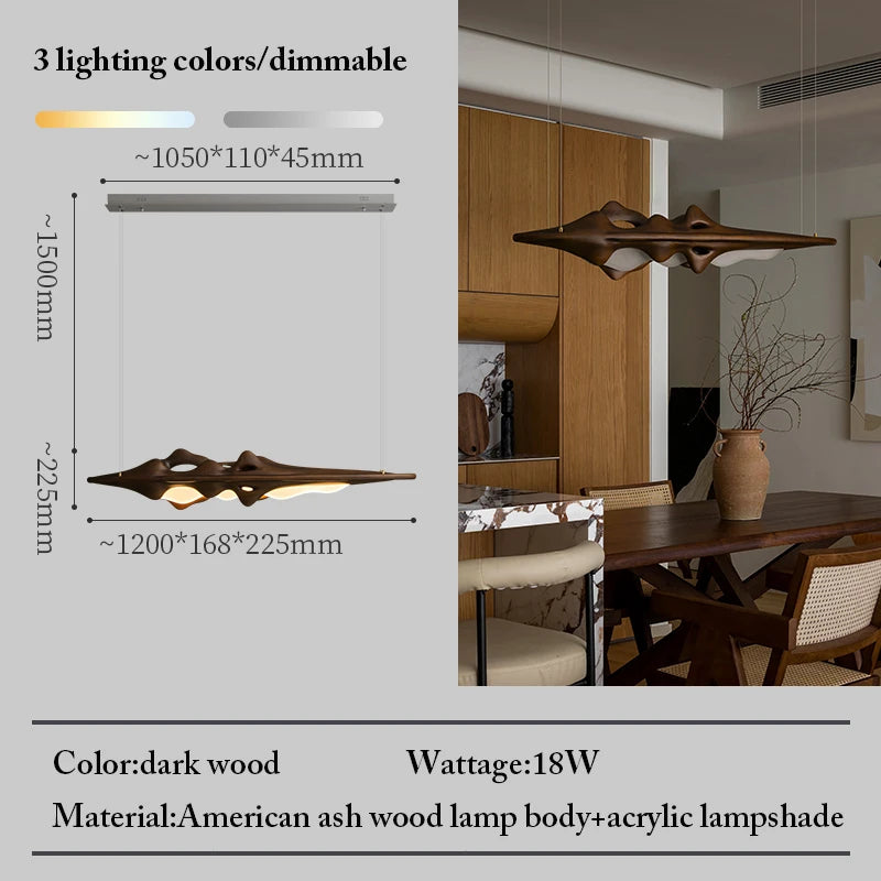 Artpad Solid Wood LED Pendant Light for Dining and Kitchen