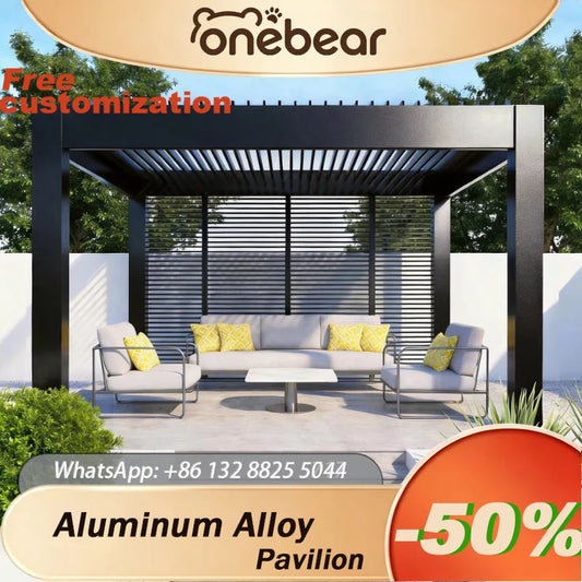 Any Size Custom Smart Rainproof Aluminum Alloy Pergola Motorized Retractable Louver Gazebo For Yard Garden Patio Lounge