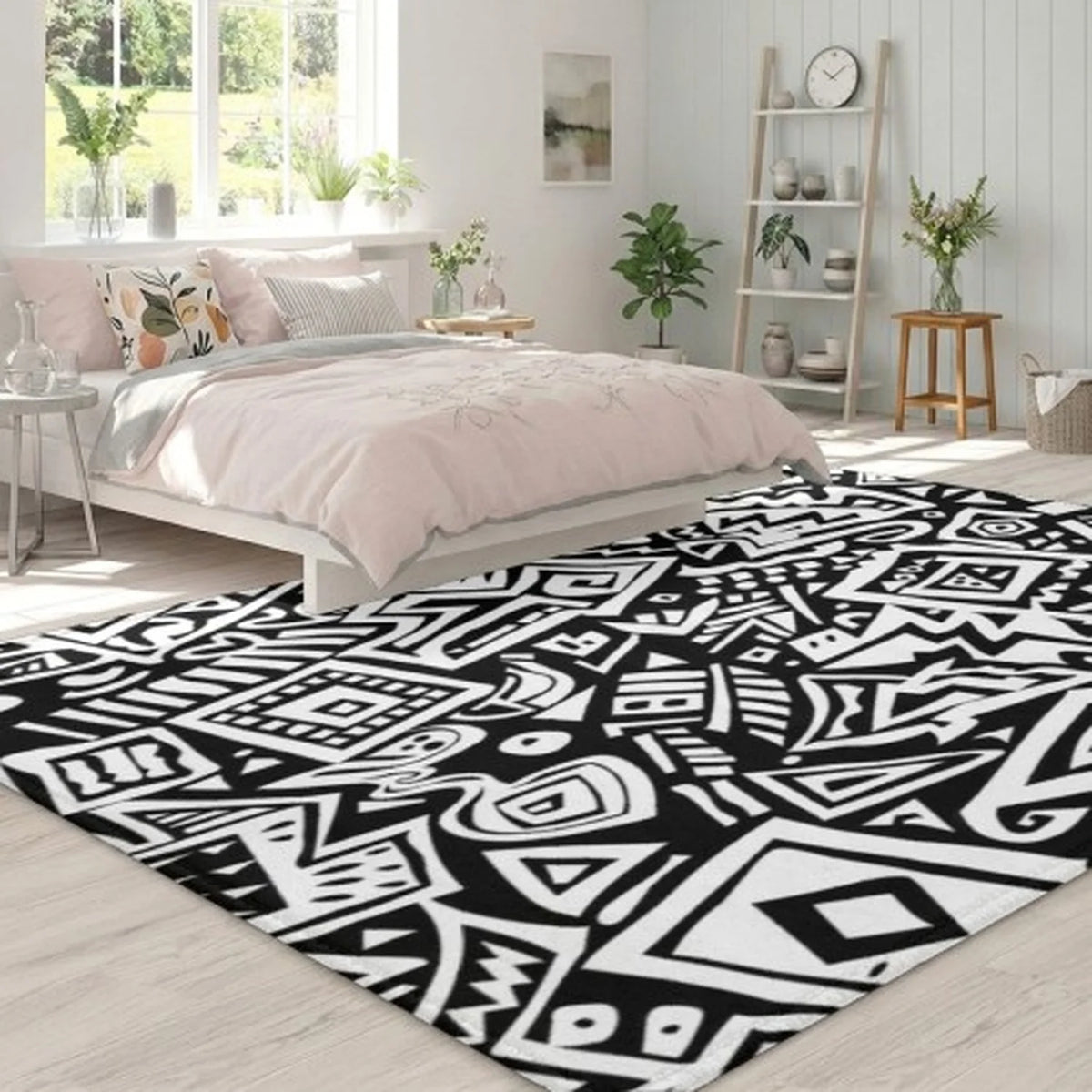 Abstract Blue And Green Wave Pattern Polyester Living Room Carpet