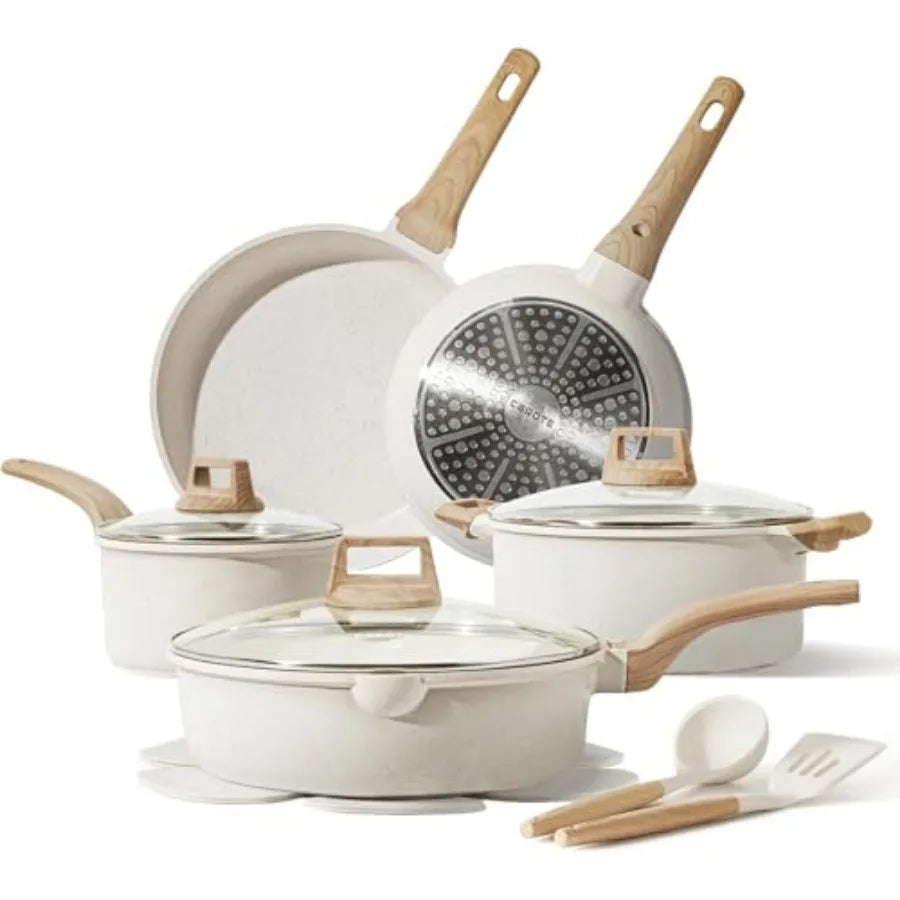 Ceramic Nonstick Cookware Set 14 Piece PFAS Free Non Toxic