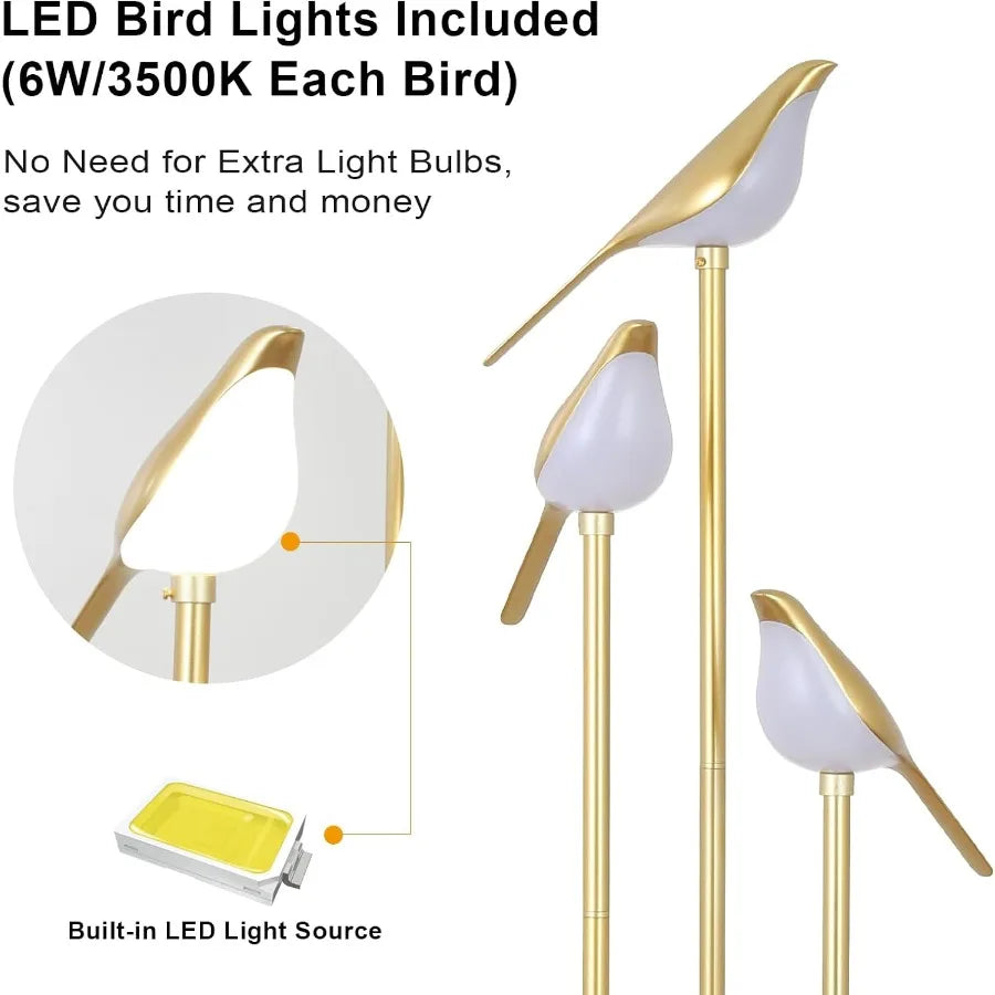 MDNG Modern Floor Lamp With Shelves And Adjustable LEDs