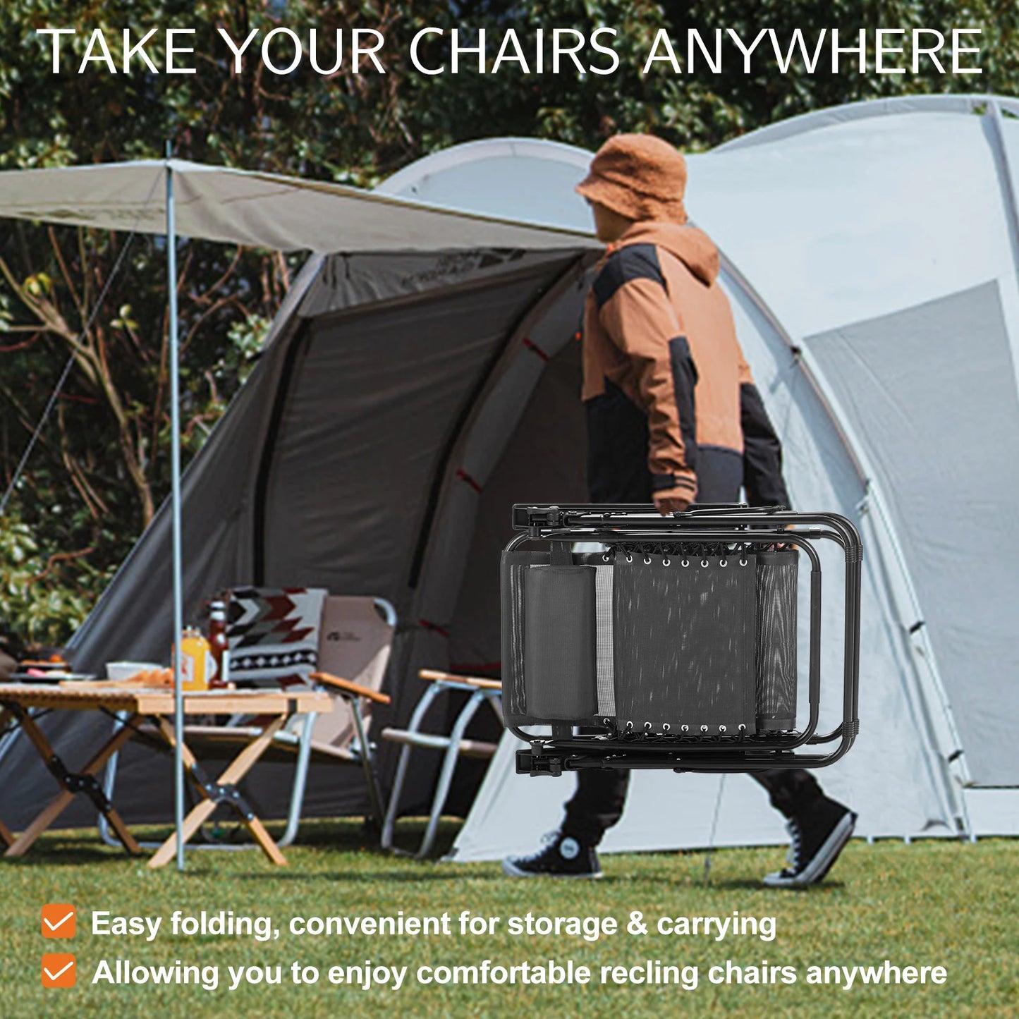 JHK Zero Gravity Portable Recliner For Outdoor Patio And Garden