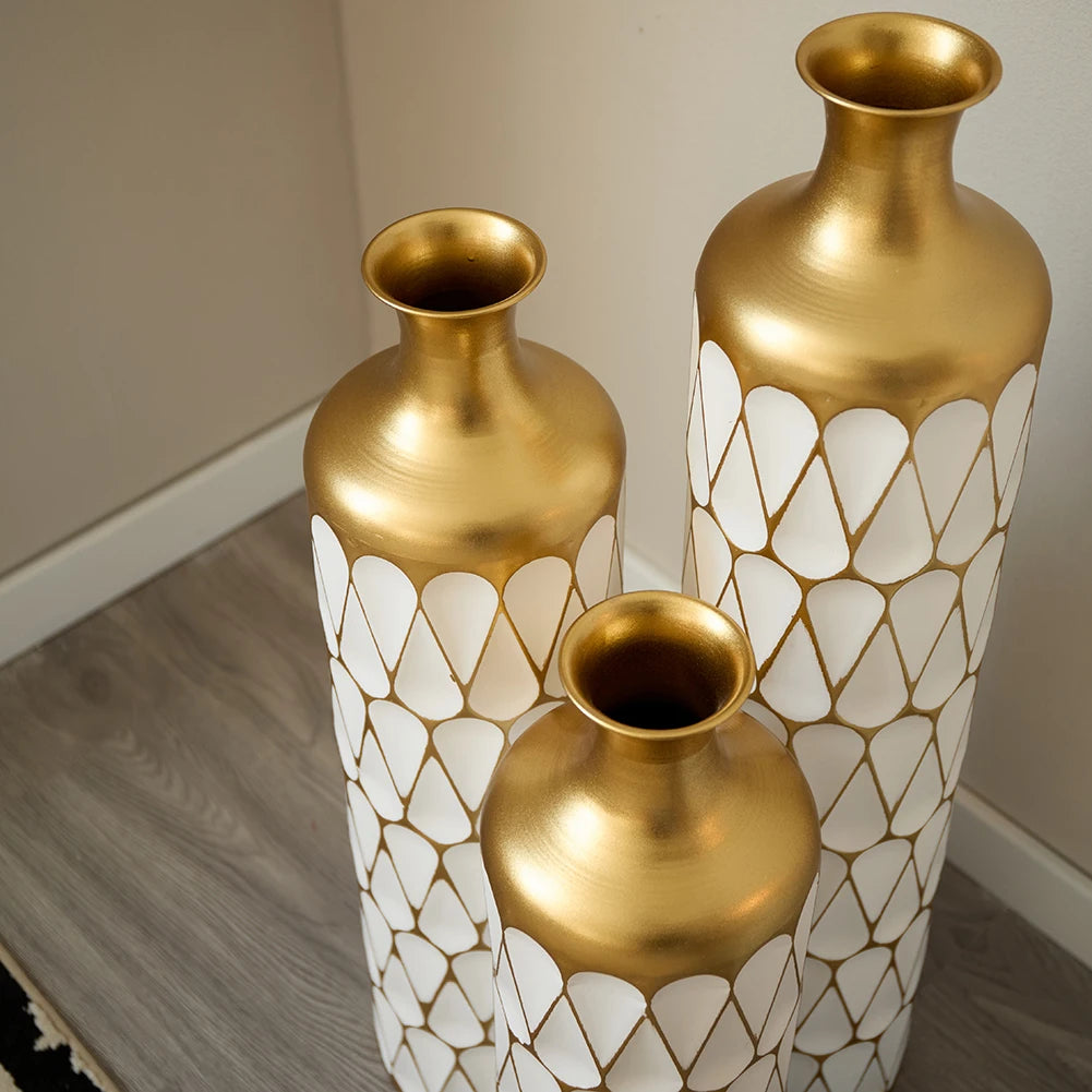 TWISTER.CK Floor Metal Vase Set, Modern Drop-Shaped Standing Vases