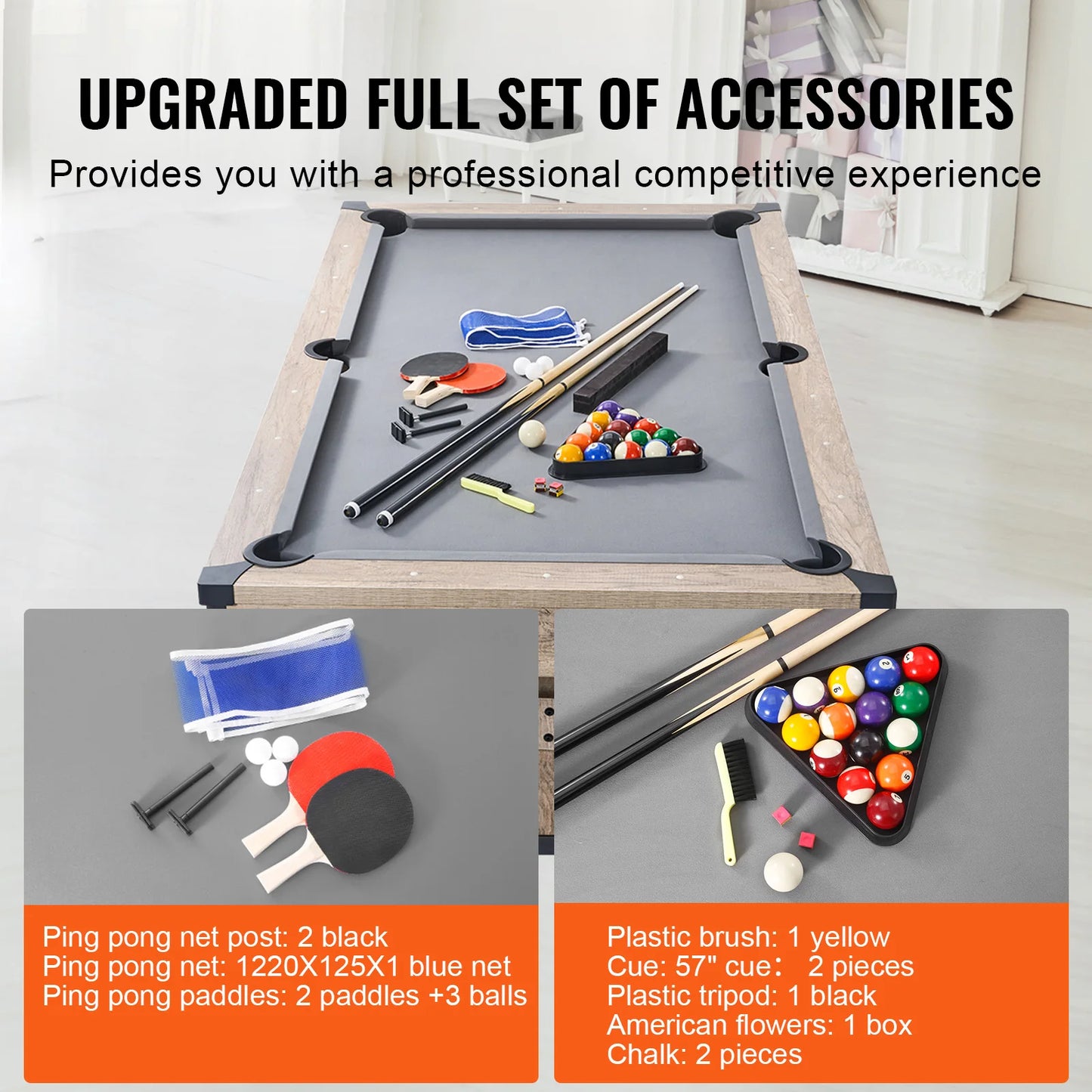 VEVOR 3-In-1 Billiards Table Combo With Pool And Tennis
