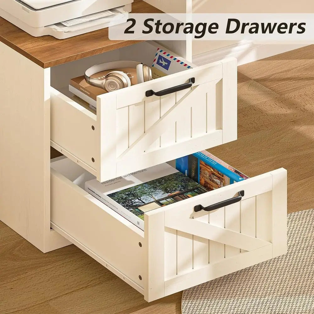 L Shaped Executive Desk With Storage And Power Outlets
