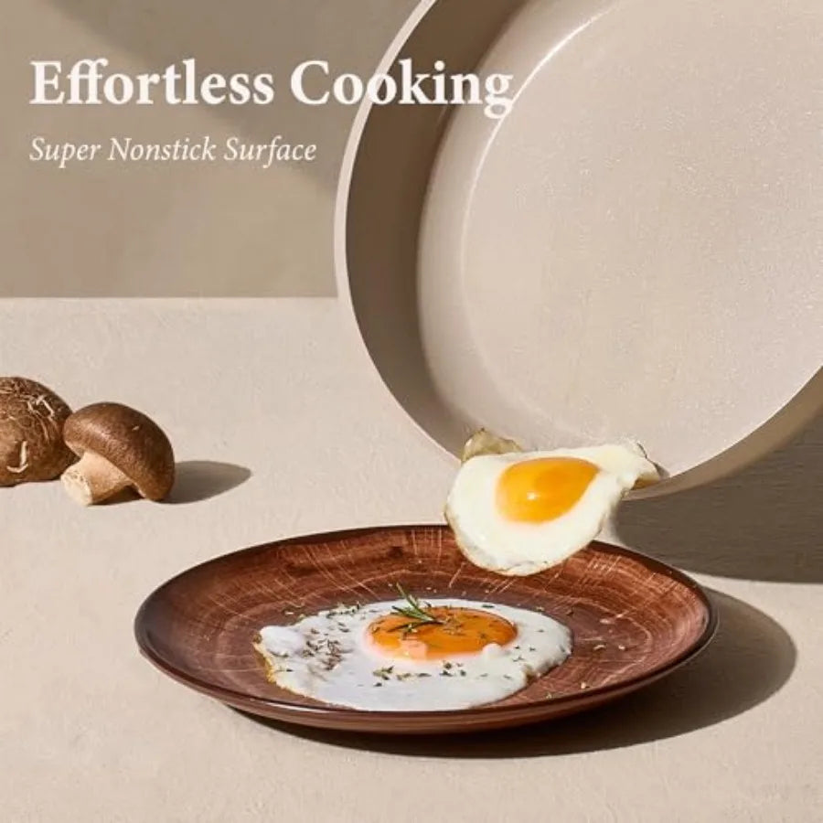 Ceramic Nonstick Cookware Set 14 Piece PFAS Free Non Toxic