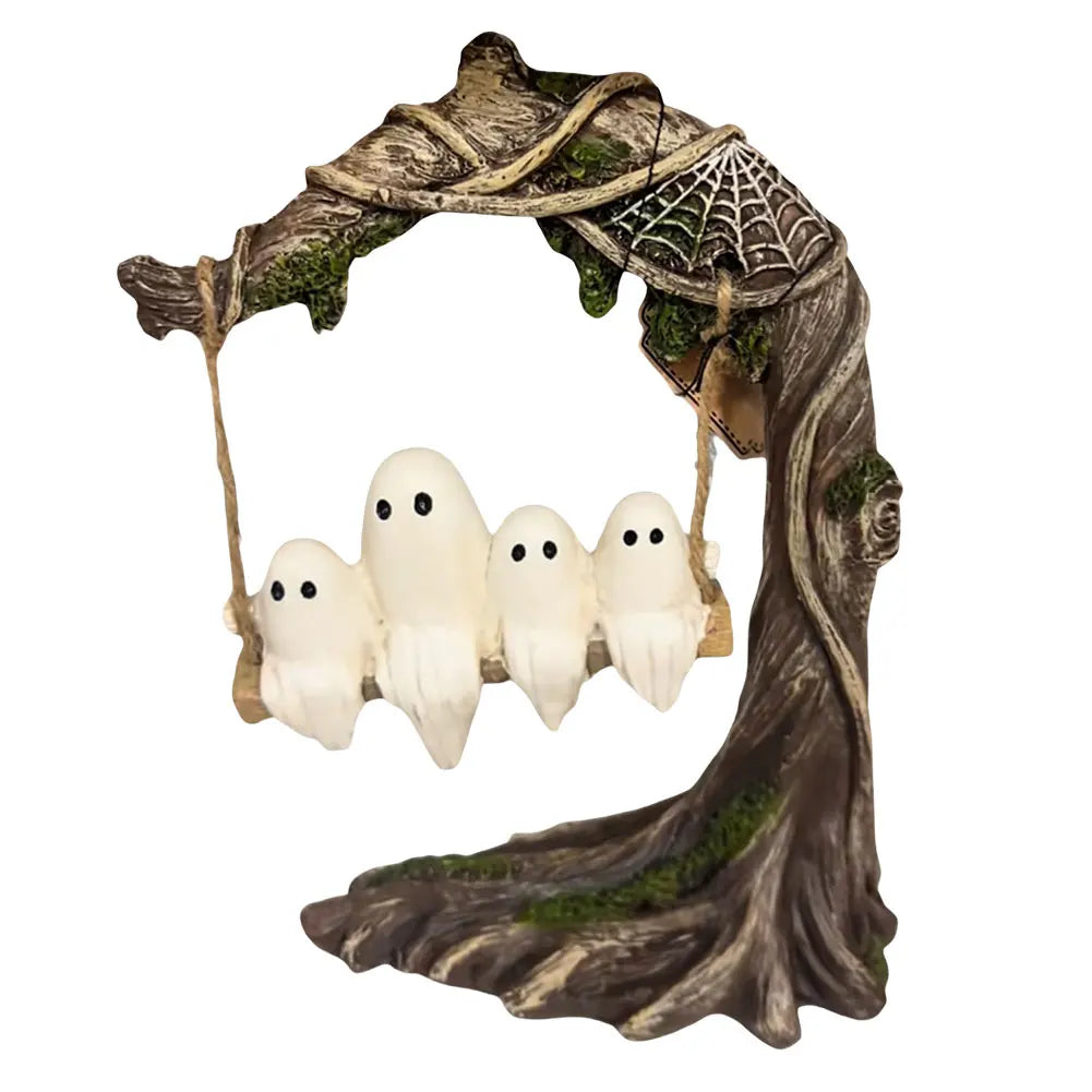 Shunmaii Halloween Swing Ghost Ornament Resin Tree Swing Figurine