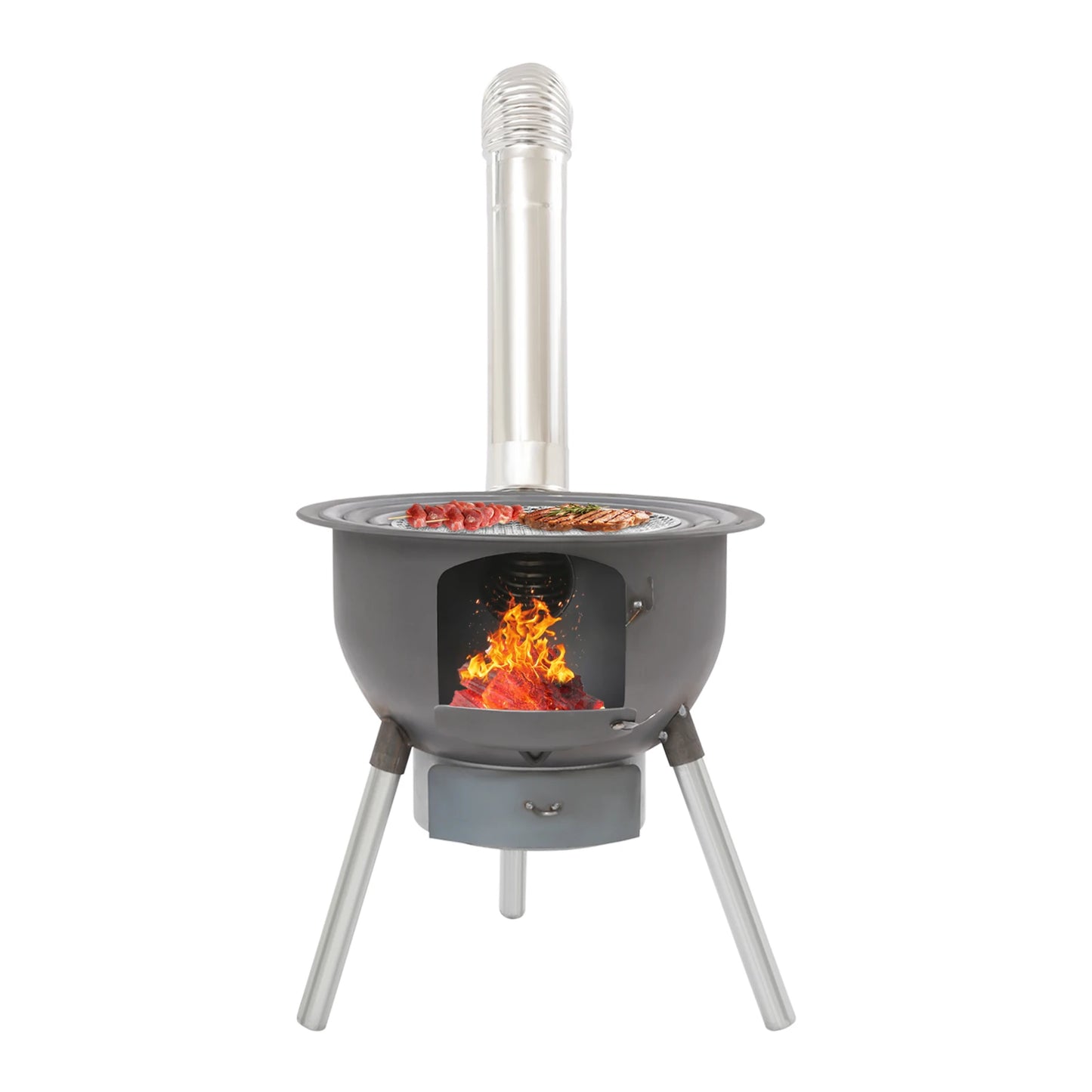 NONED Wood Burning Stove With Grill Rack Portable Camp Stove