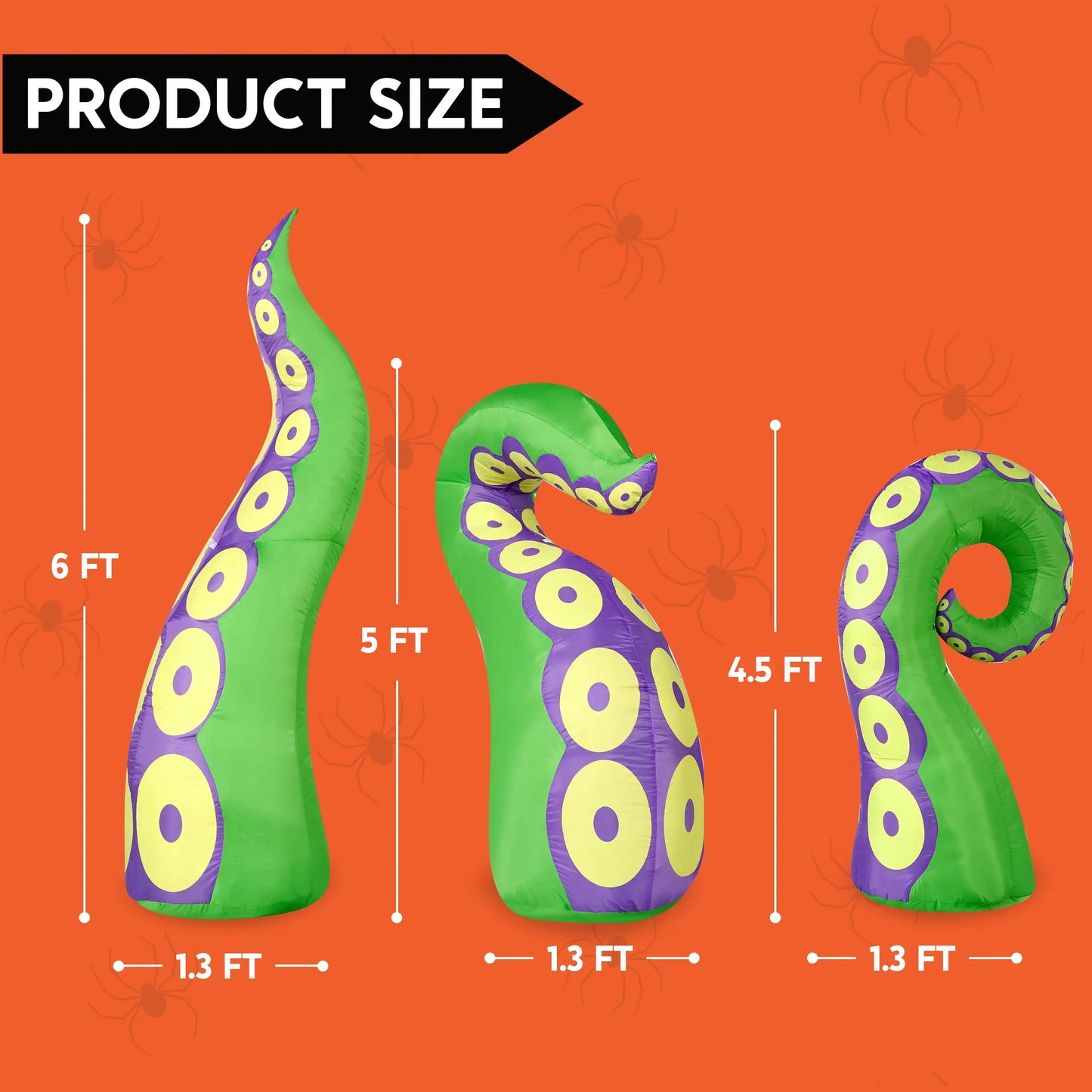 3 Pcs Giant Octopus Halloween Inflatable Outdoor Tentacle Broke Out from Window with Built-in LED Blow Up Inflatable for Window Decoration Yard Garden Lawn Decor