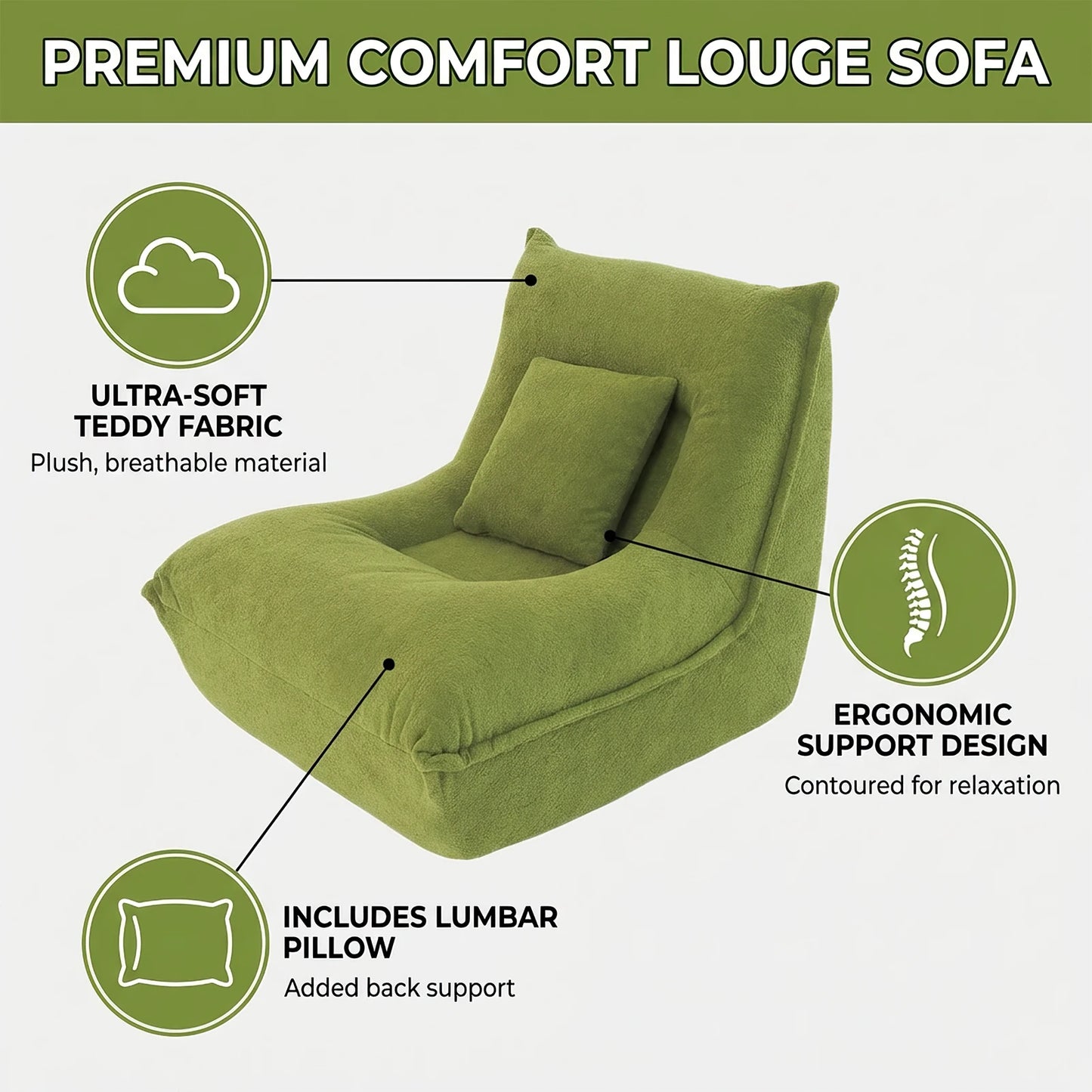 Lounge Chair With Pillow Velvet Sofa For Living Room