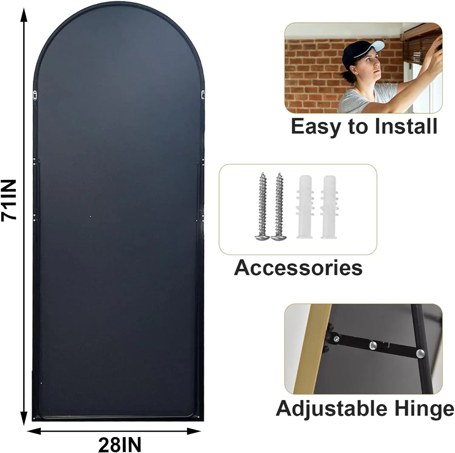 HARRITPURE Aluminum Frame Floor Mirror Modern Minimalist Design