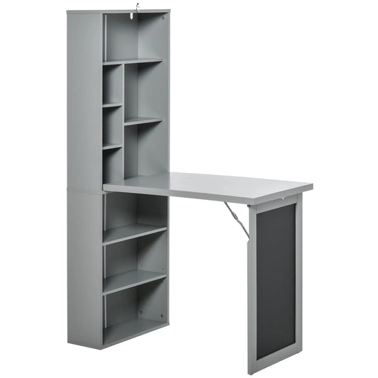 HOMCOM Foldout Wall Mount Convertible Office Desk With Blackboard