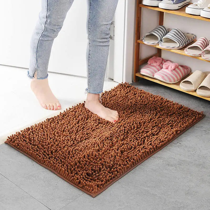 Chenille Bath Mat For Bathroom Absorbent Non Slip Rug