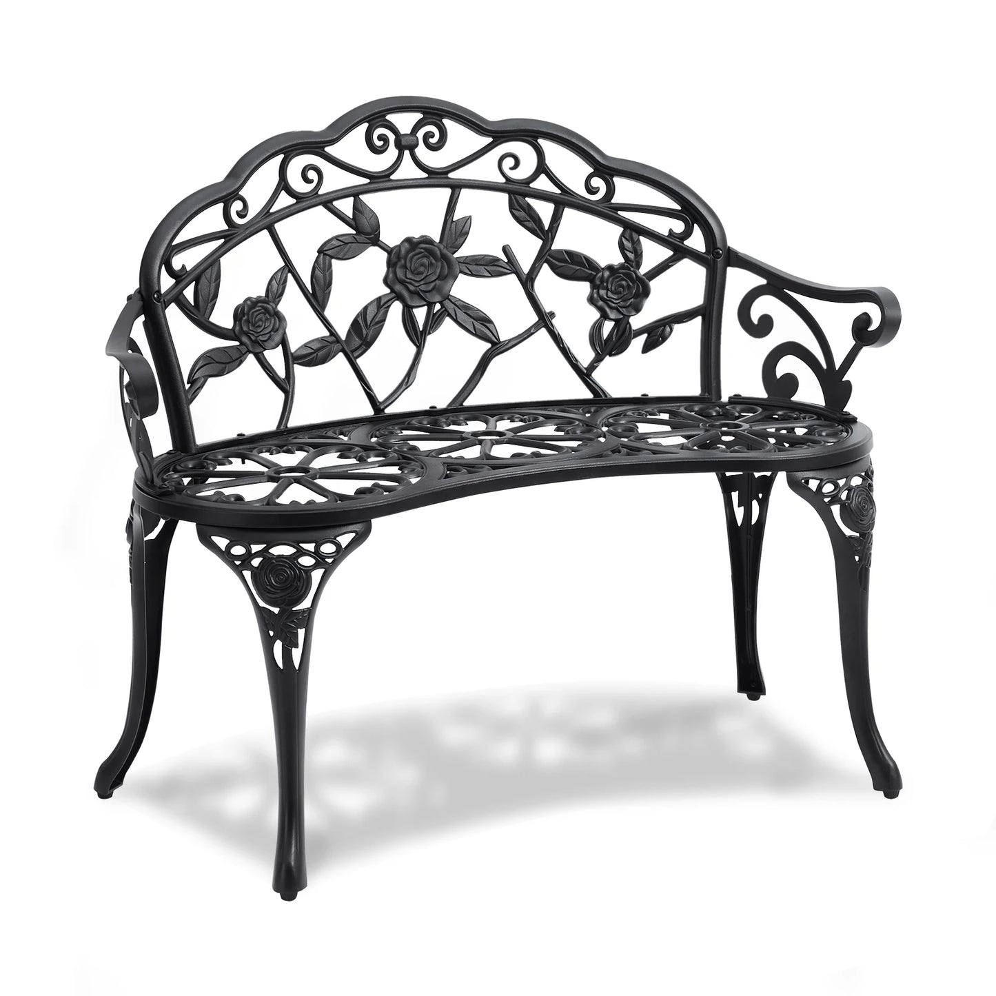 SucceBuy Outdoor Bench Wood Metal Garden Seating 480 Lbs Load Capacity