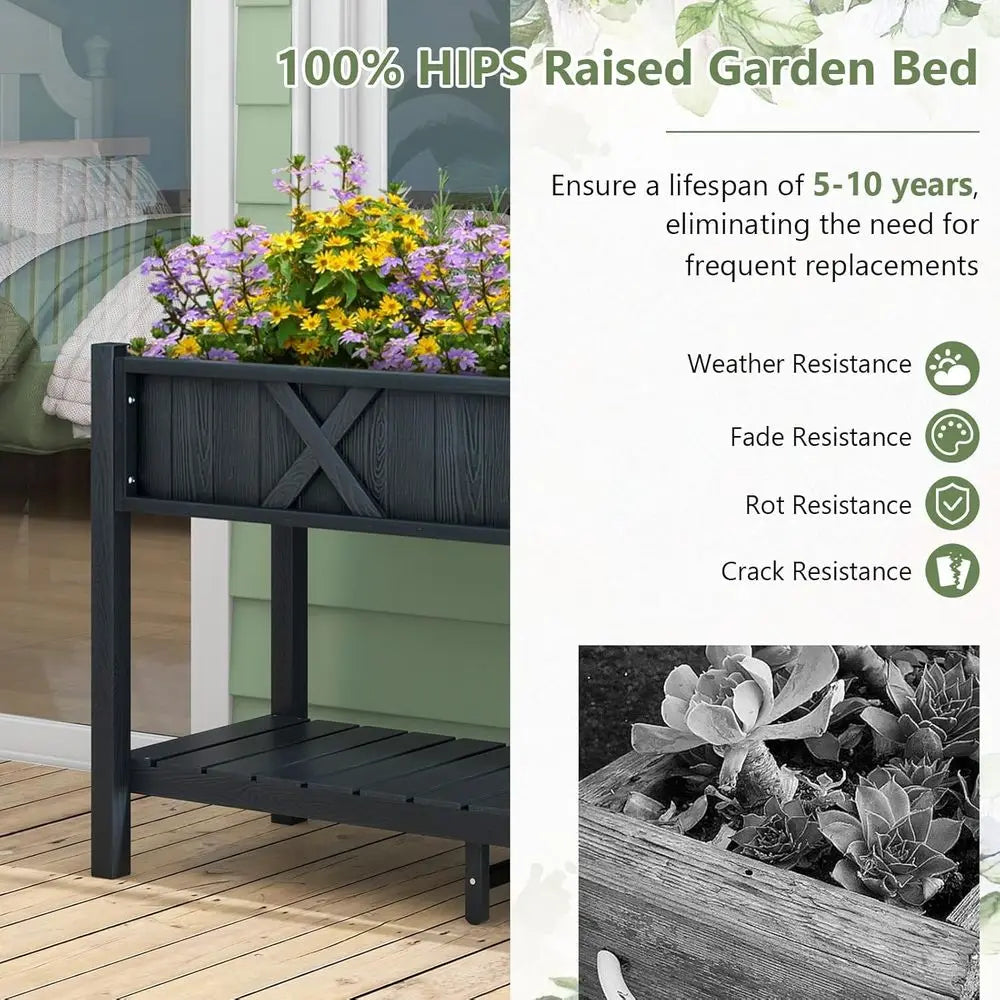 Elevated HIPS Garden Bed With Legs And Drainage For Outdoors