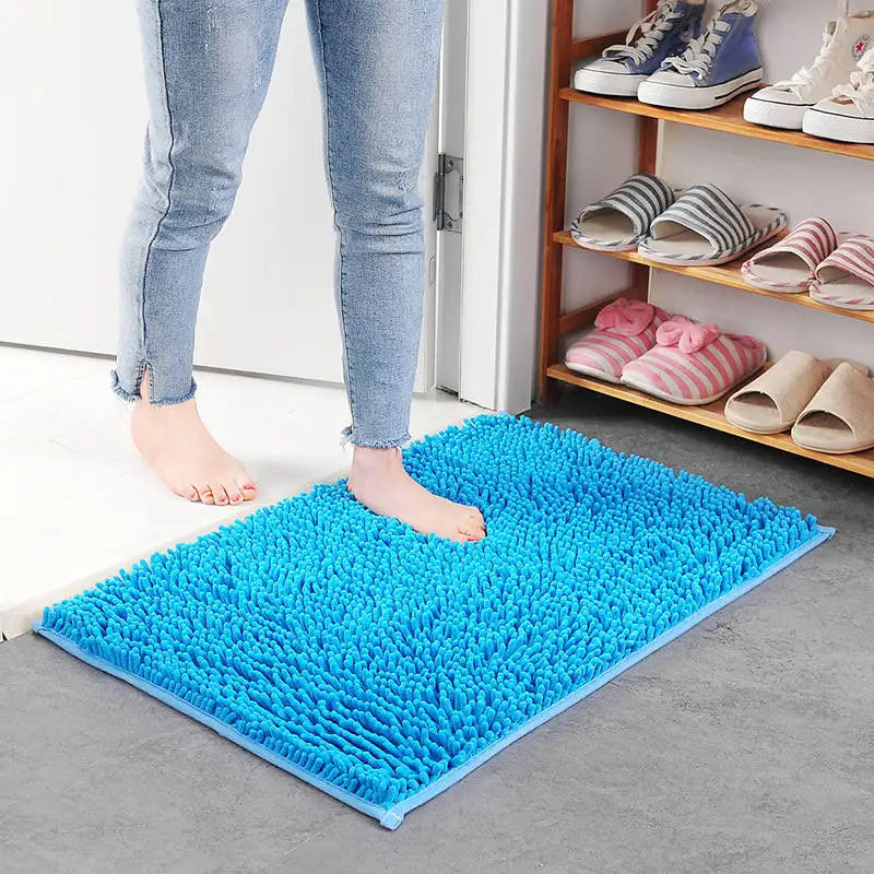 Chenille Bath Mat For Bathroom Absorbent Non Slip Rug
