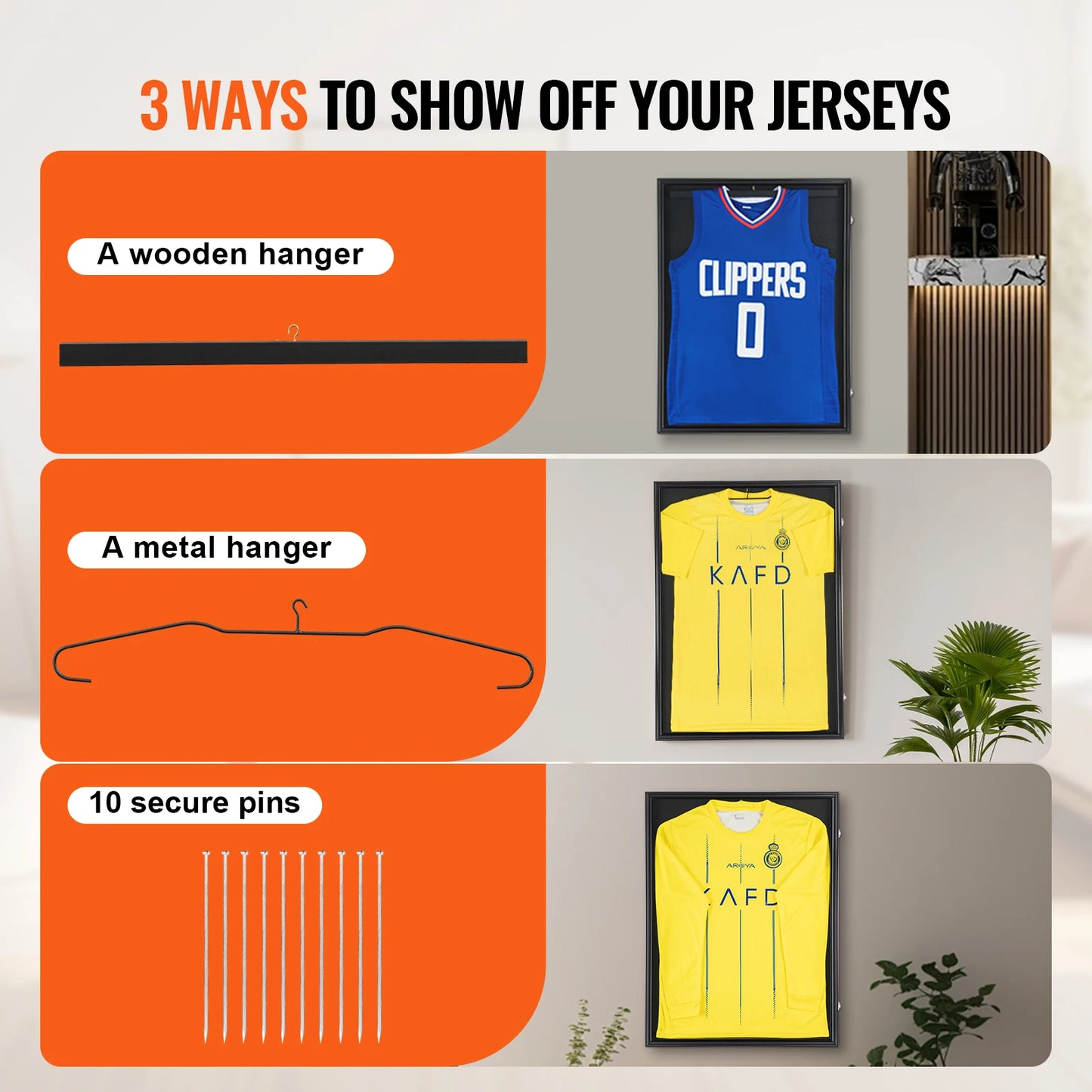 SucceBuy Lockable Sports Jersey Display Shadow Box With Uv Glass