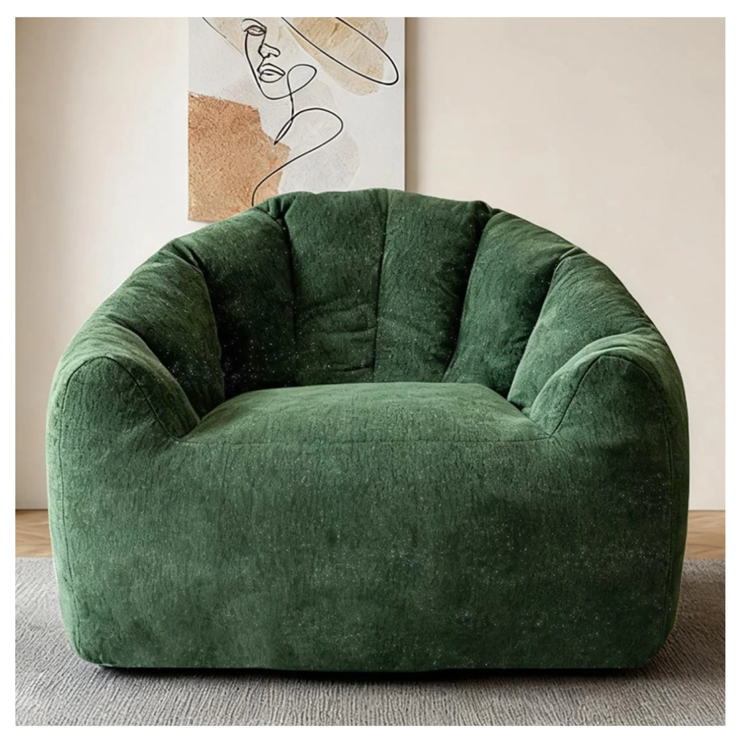 Premium Rabbit Fur Fabric Bean Bag Chair With Memory Foam
