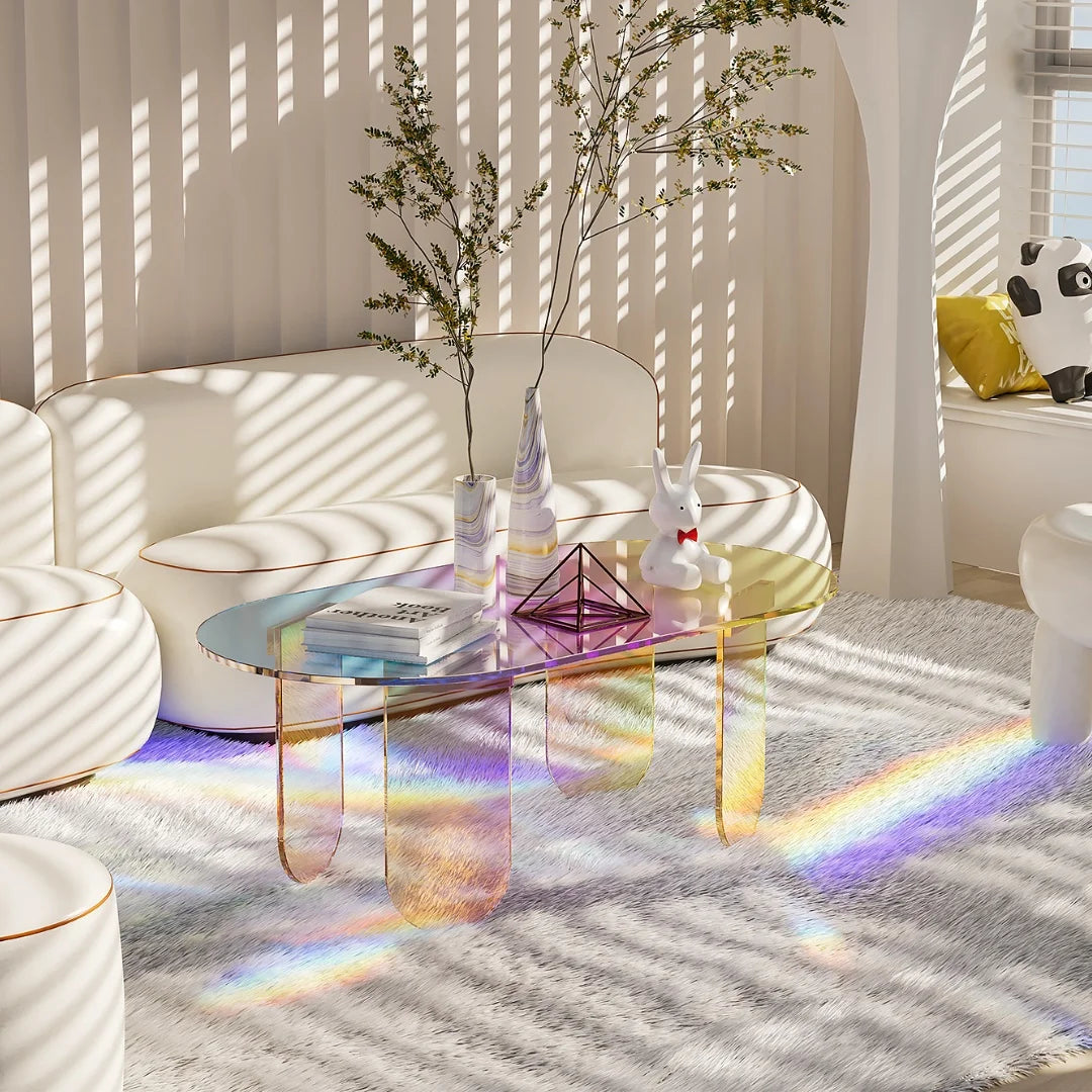 LUVODI Shatterproof Acrylic Coffee Table for Modern Living Rooms