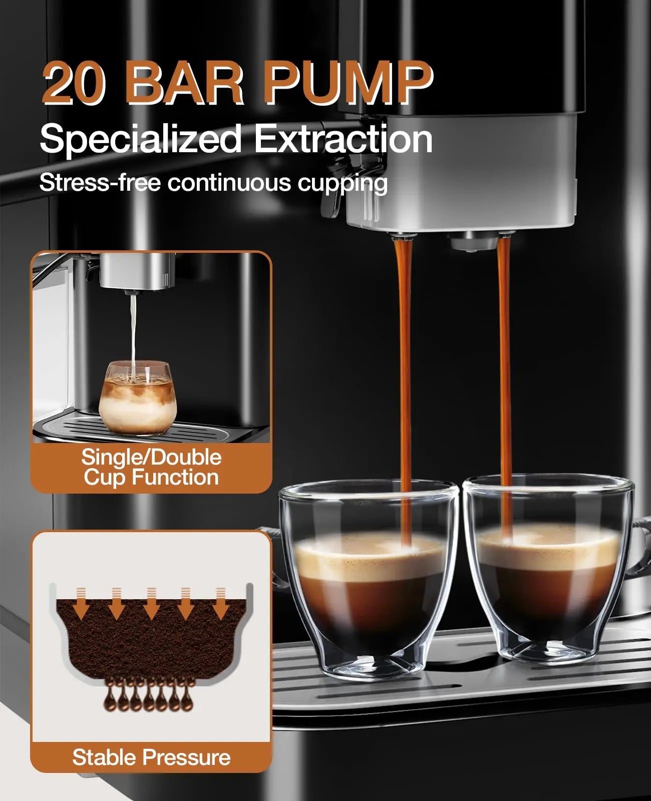 HiMISS 20 Bar Fully Automatic Espresso Machine With Grinder