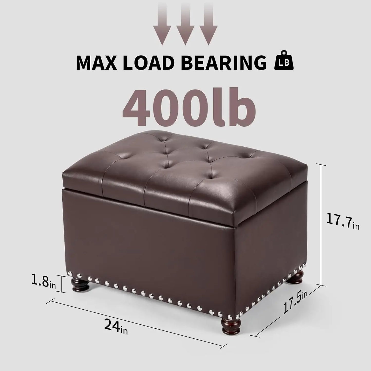 Faux Leather Storage Ottoman Bench Modern Rectangle Foot Rest